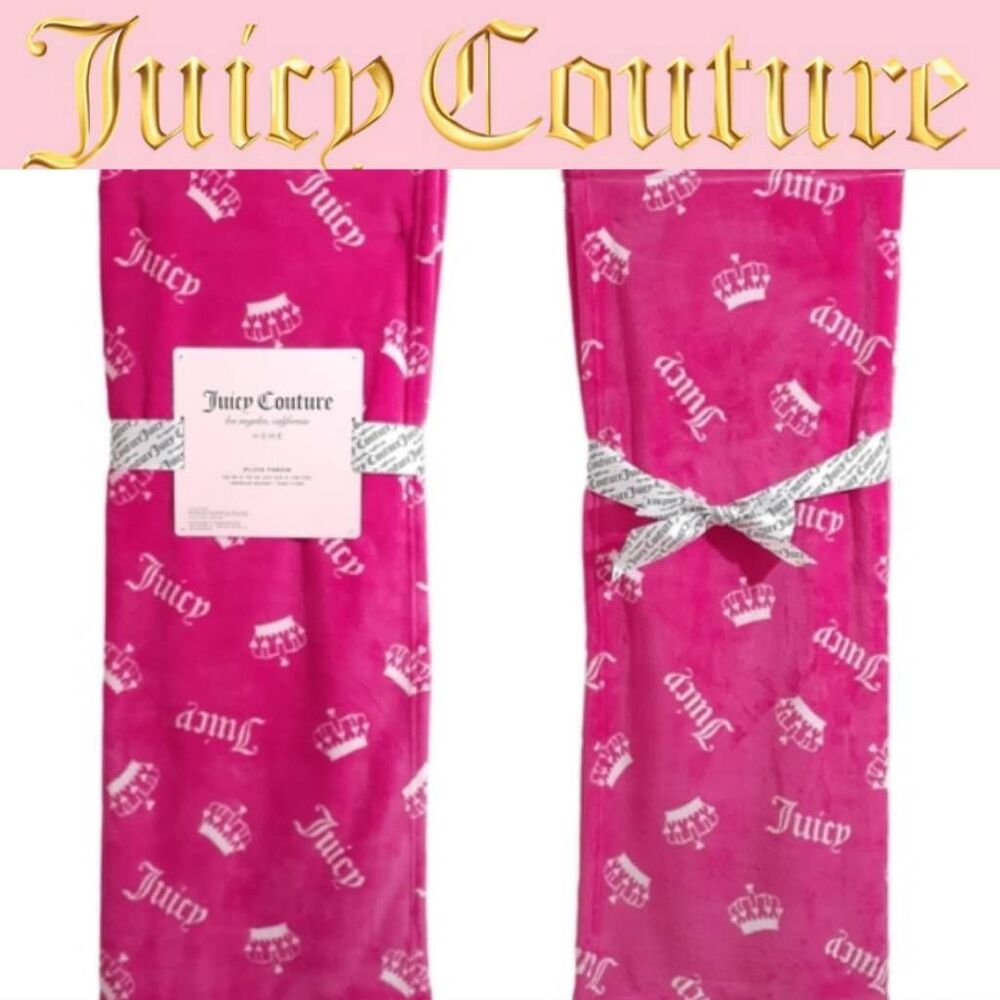 Juicy Couture Home Signature Juicy Crown Logo Pkush Printed‎ Twin Blanket